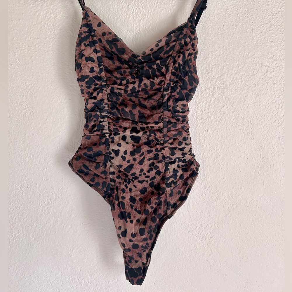 UO Out From Under Leopard Print One-Piece Swimsuit